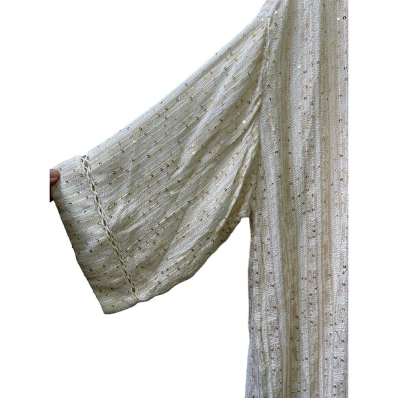 Soft Surroundings Beige with gold‎ accents Cardigan/Kimono jacket size PL - Picture 2 of 9